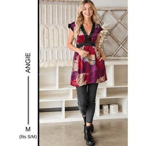 MSRP: $59✨Angie Satin Mini Dress – Size S-M | Leaf Print | Bow Back | Y2K Vibes✨